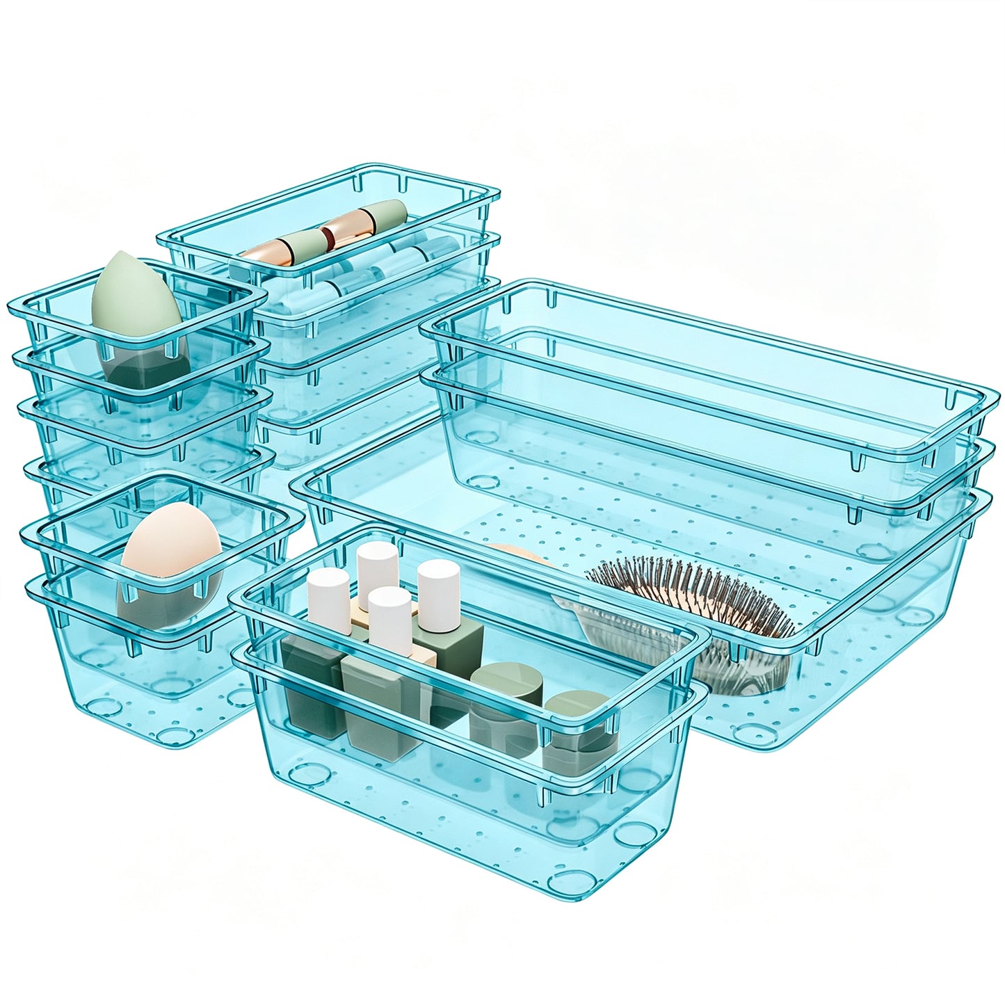 15-Piece Clear Drawer Organizer Set