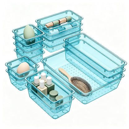 15-Piece Clear Drawer Organizer Set
